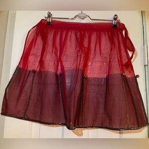 Vintage Cotton Organdy Fabric apron with sequin trim and bells